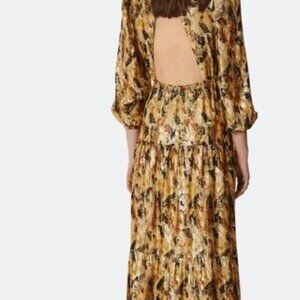 ba&sh Floral Gown/ Dress with gold threads